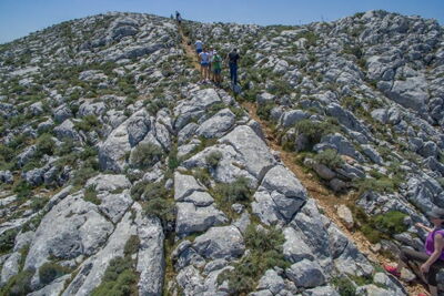 Die Bergwelt der Monte Albo wird dominiert von der Farbe Weiß.